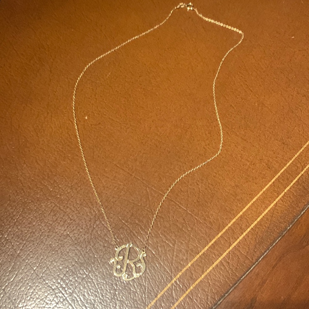 Gold plated on sterling silver “R” necklace
